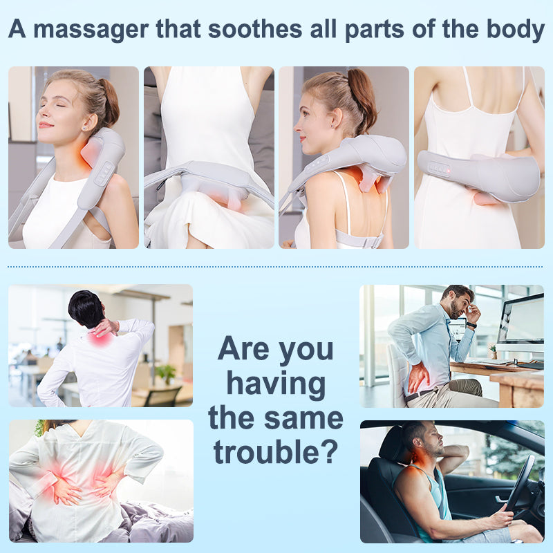 6D Deep Tissue Neck & Shoulder Massager with Heat – Hands-Free, Cordless | MASGRE U20