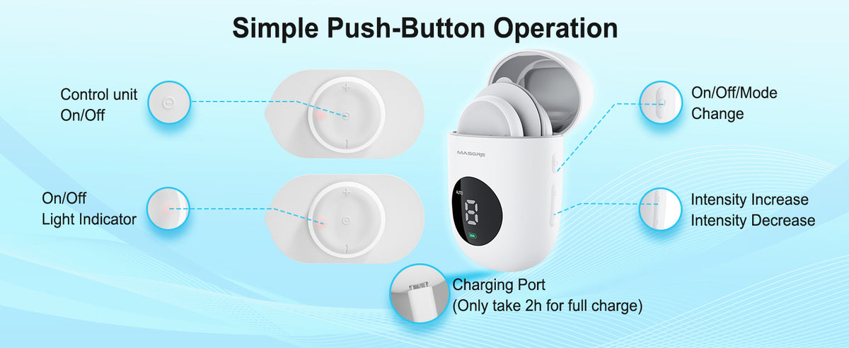 MASGRE U8 Pro TENS EMS Unit | Wireless Muscle Stimulator for Back, Neck, Shoulder & Sciatica Pain Relief