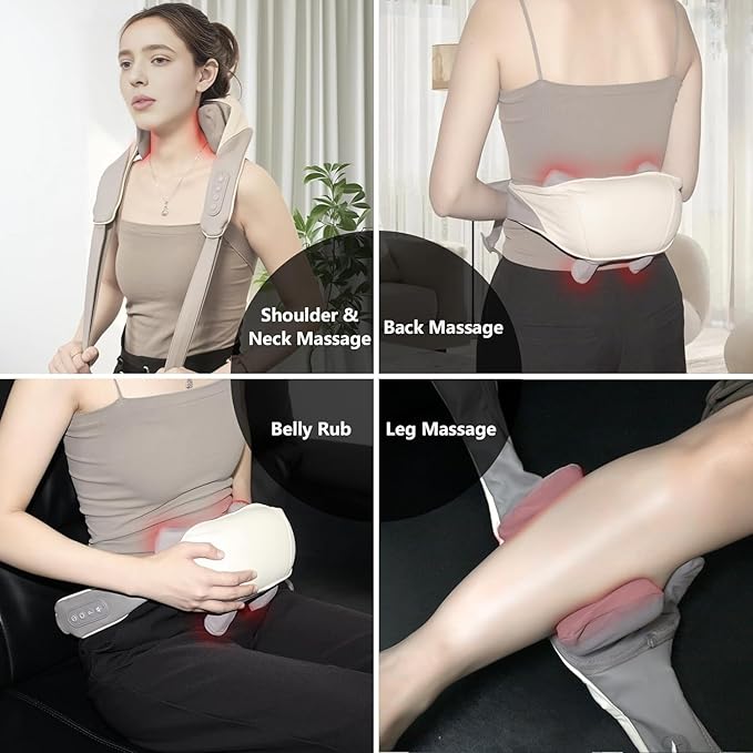 6D Deep Tissue Neck & Shoulder Massager with Heat – Hands-Free, Cordless | MASGRE U20