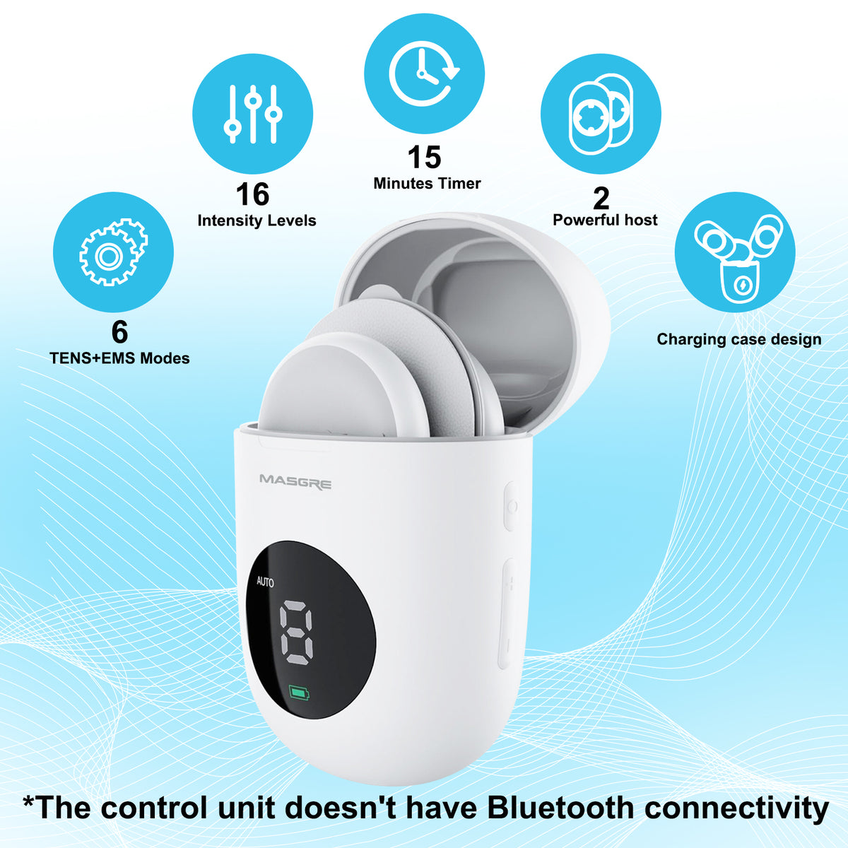 MASGRE U8 Pro TENS EMS Unit | Wireless Muscle Stimulator for Back, Neck, Shoulder & Sciatica Pain Relief