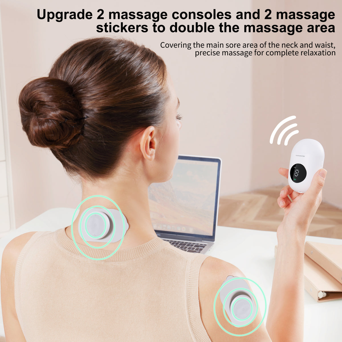 MASGRE U8 Pro TENS EMS Unit | Wireless Muscle Stimulator for Back, Neck, Shoulder & Sciatica Pain Relief
