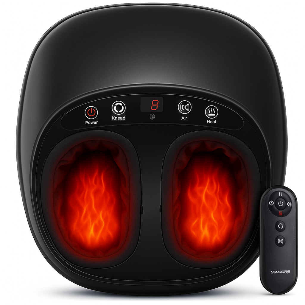 MASGRE F8 Foot Massager with Heat | FSA/HSA Eligible Deep Kneading, Air Compression & Shiatsu Therapy for Pain Relief