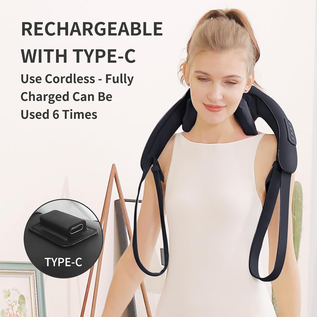 6D Deep Tissue Neck & Shoulder Massager with Heat – Hands-Free, Cordless | MASGRE U22