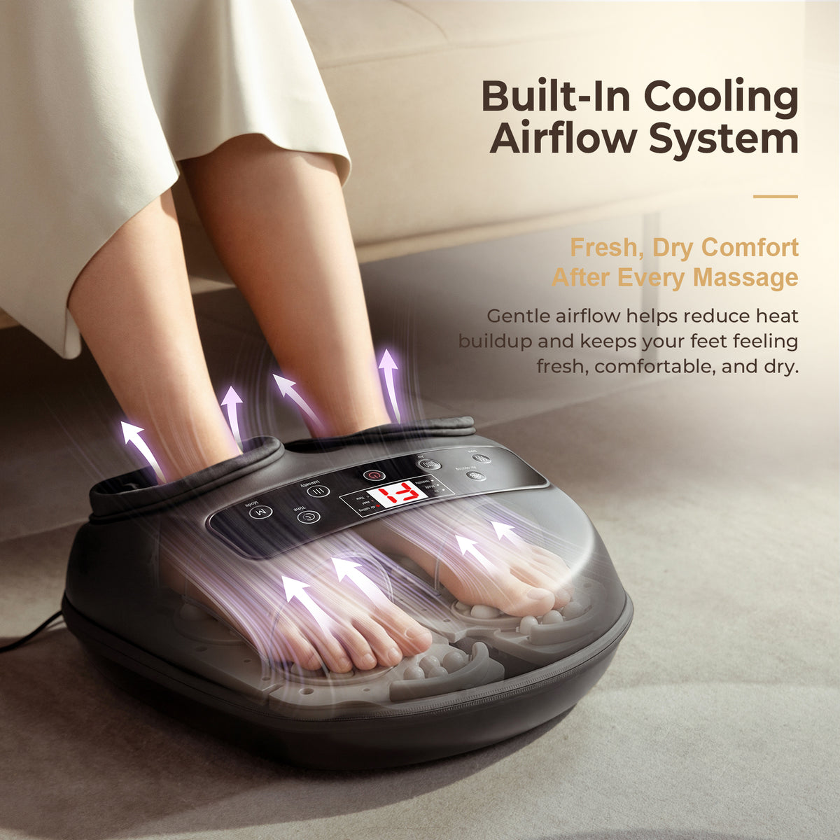 MASGRE Shiatsu Foot Massager with Heat, Deep Kneading & Air Compression Cordless Remote, 2 Heat & 3 Compression Levels, Cooling Airflow, Foot & Calf Massage for Plantar Fasciitis, Fits Size 13"