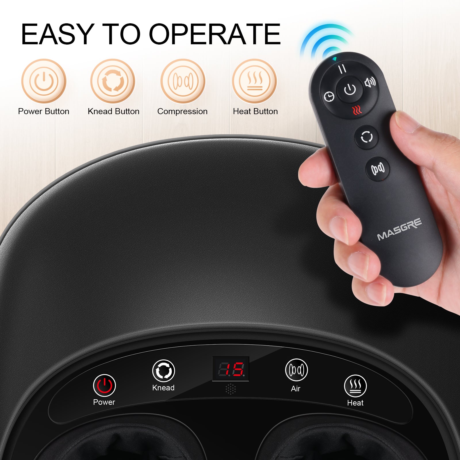 MASAGE  Foot Massager with Heat, FSA Eligible Deep Kneading Therapy Air Compression, HSA Feet Massage Improve Blood Circulation Foot Wellness Soothing Pain Relief, Relax for Home Office Use