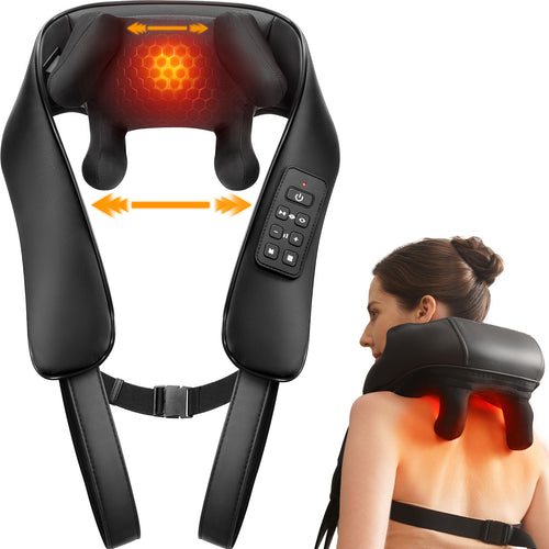 Neck Massager with Heat – MASGRE U21 Cordless 6D Shoulder Massager with Adjustable Width & 6 Nodes – Extra-Wide Design for Broader Shoulders – Fits More Body Types – Gift for Men & Women