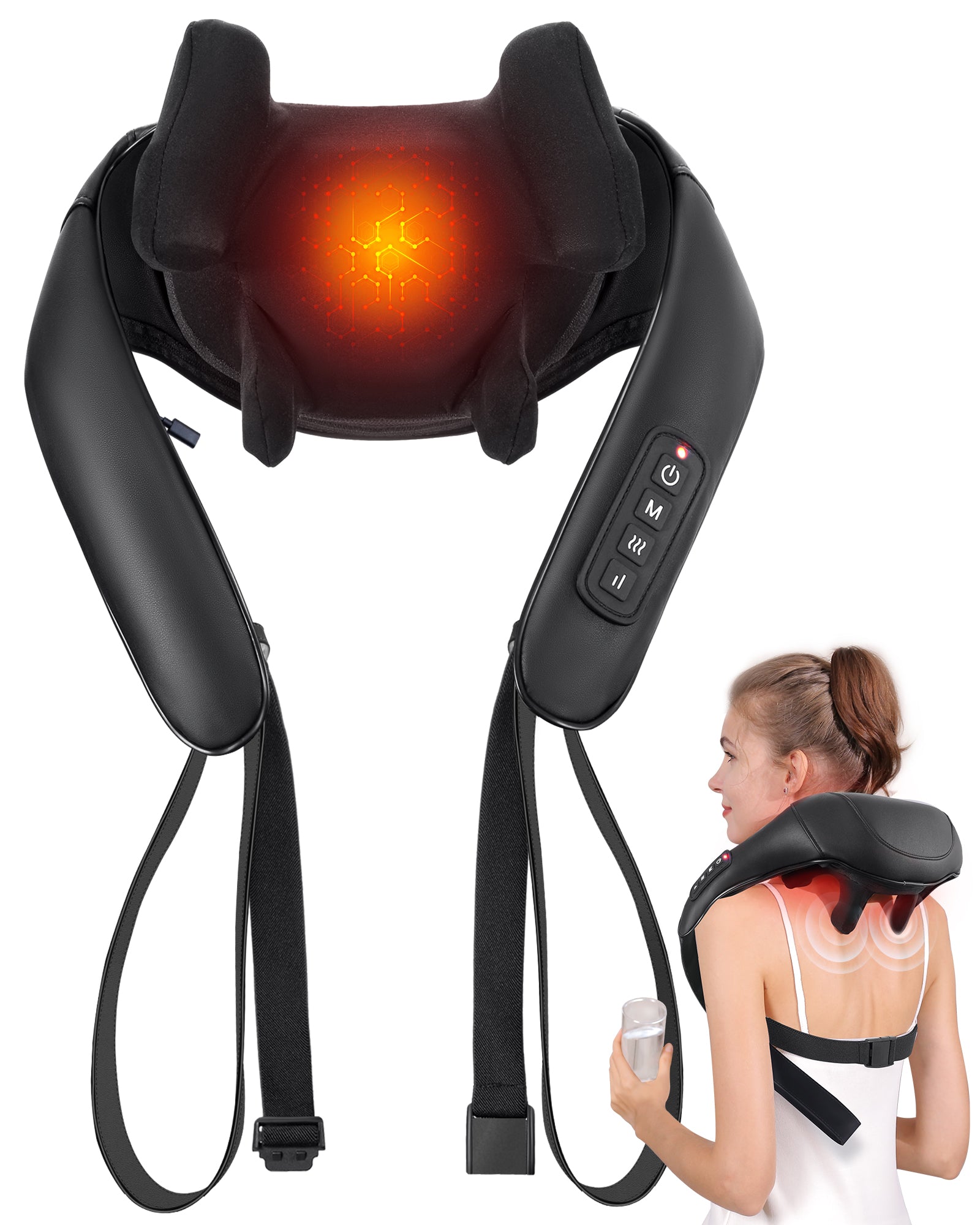 6D Deep Tissue Neck & Shoulder Massager with Heat – Hands-Free, Cordless | MASGRE U20