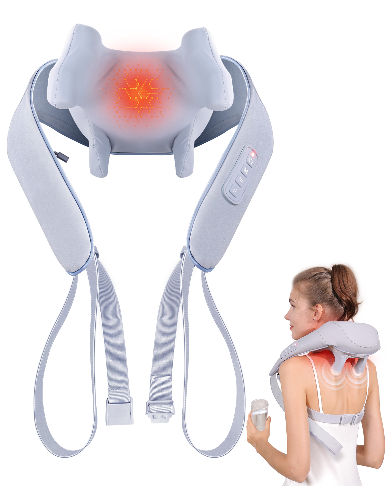 6D Deep Tissue Neck & Shoulder Massager with Heat – Hands-Free, Cordless | MASGRE U20