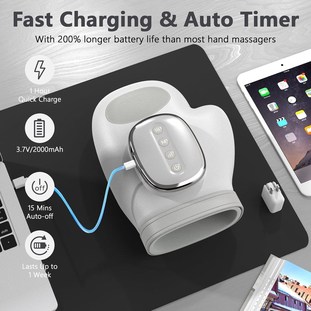 Hand Massager with Heat and Compression, Cordless Hand Massager, Finger Massager, 2025 Updated Carpal Tunnel Relief & Wrist Relief Massager, Gift for Women Men