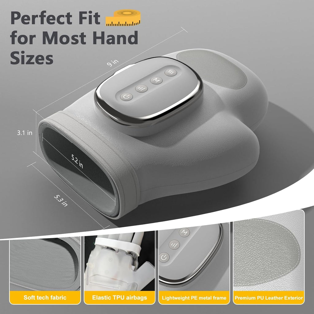 Hand Massager with Heat and Compression, Cordless Hand Massager, Finger Massager, 2025 Updated Carpal Tunnel Relief & Wrist Relief Massager, Gift for Women Men